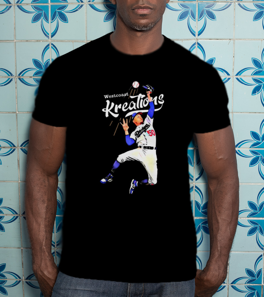 Mookie Betts Los Angeles Dodgers Westcoast Kreations Catching Action T-Shirt