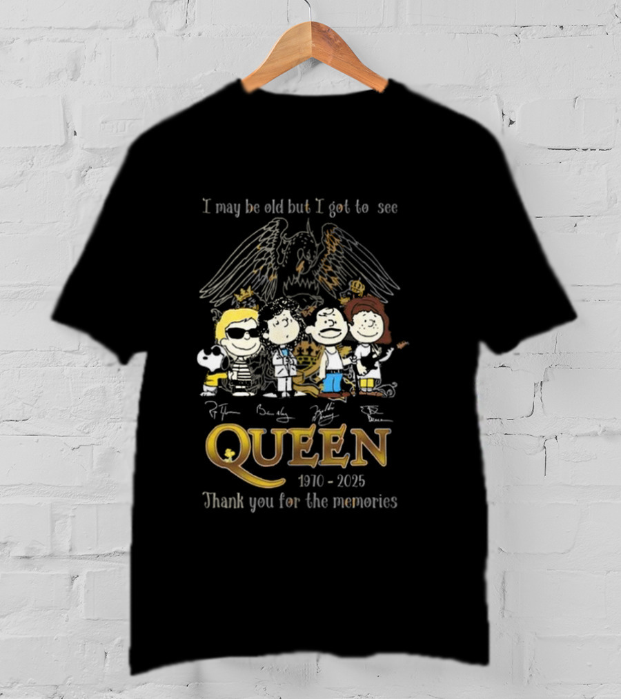 Peanuts Characters Queen 1970-2025 Thank You For The Memories Signatures T-Shirt
