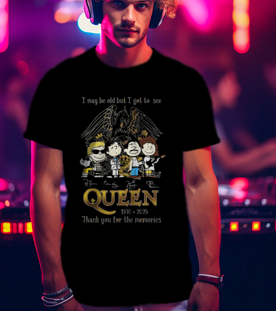 Peanuts Characters Queen 1970-2025 Thank You For The Memories Signatures T-Shirt