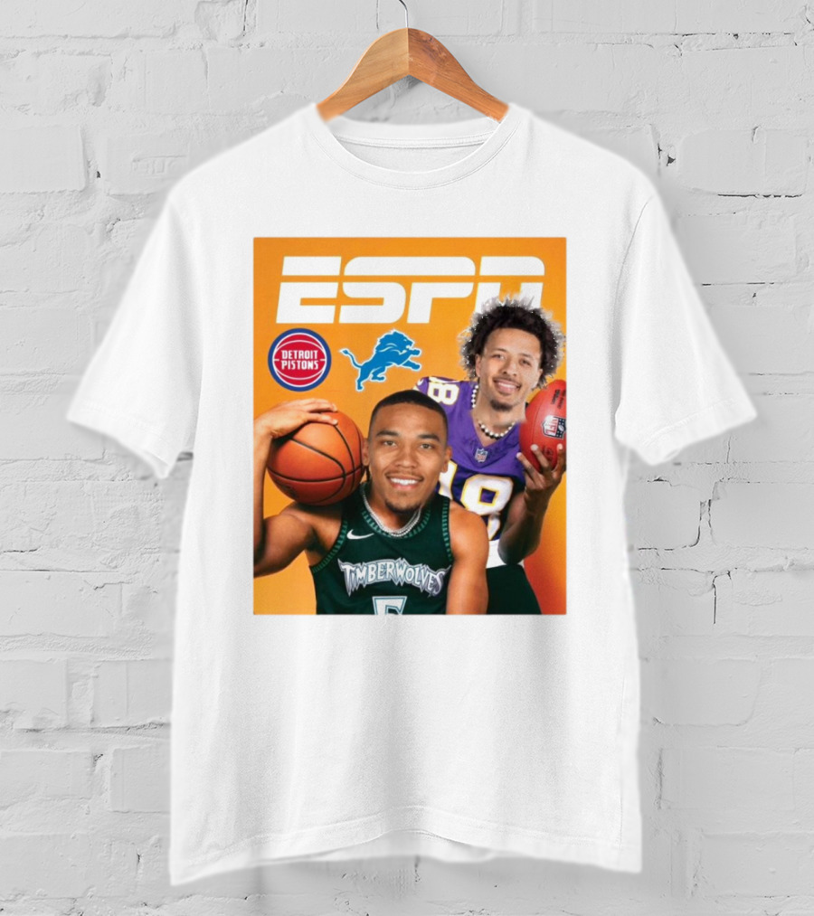Cade Cunningham Amon Ra St. Brown ESPN Detroit Pistons Lions Timberwolves T-Shirt