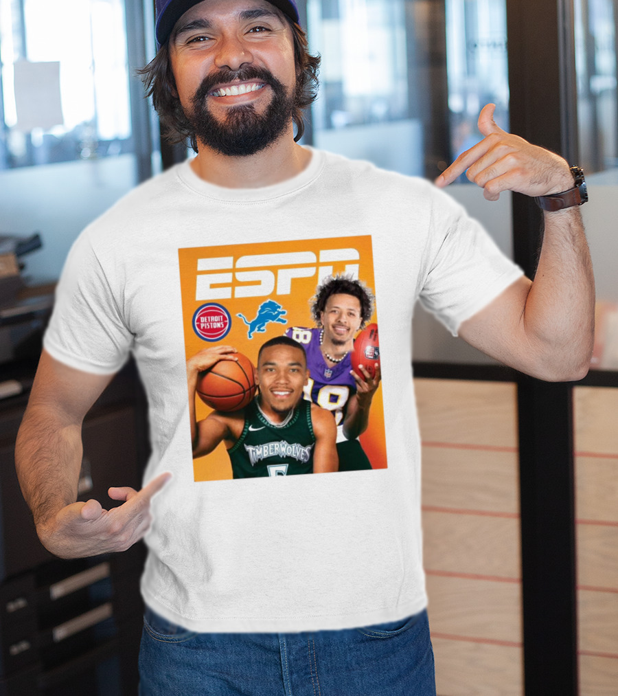 Cade Cunningham Amon Ra St. Brown ESPN Detroit Pistons Lions Timberwolves T-Shirt