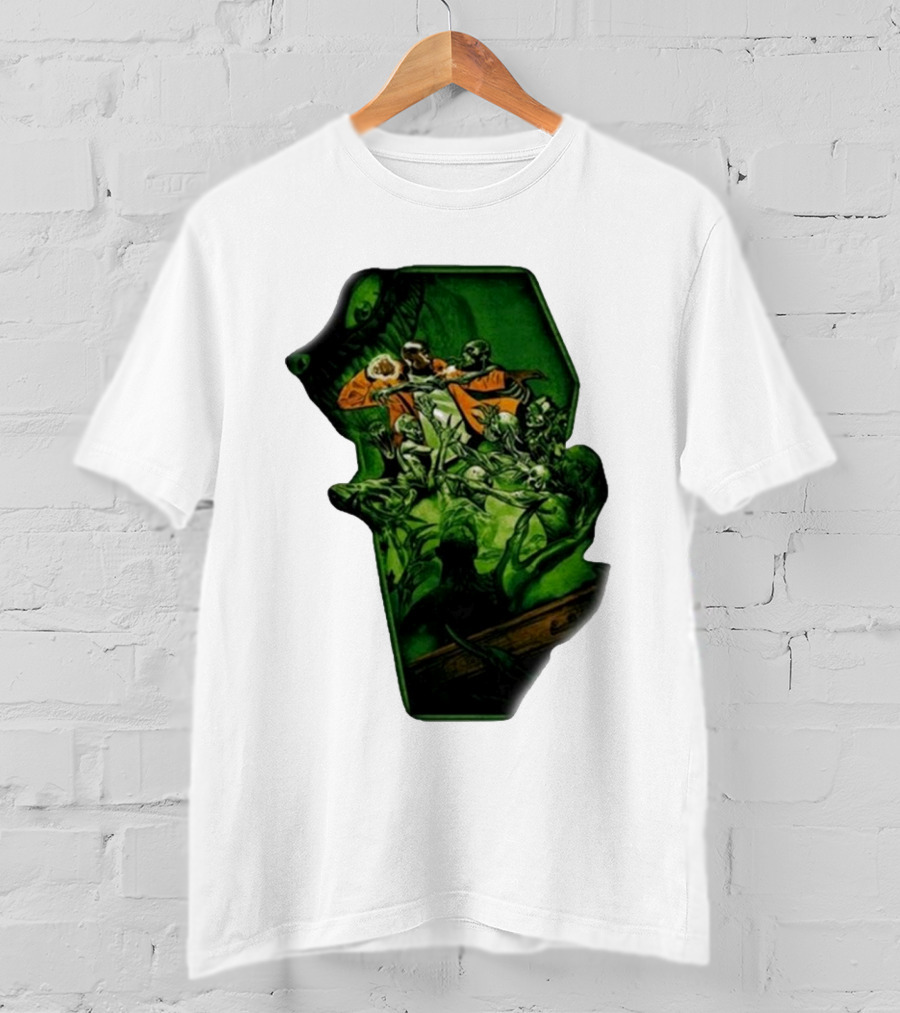 You Only Die 1nce SS Freddie Gibbs Zombie Battle Green Scene T-Shirt