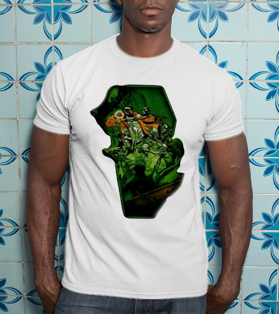 You Only Die 1nce SS Freddie Gibbs Zombie Battle Green Scene T-Shirt
