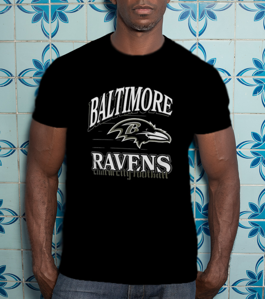 Baltimore Ravens Charm City Football Retro Gridiron T-Shirt