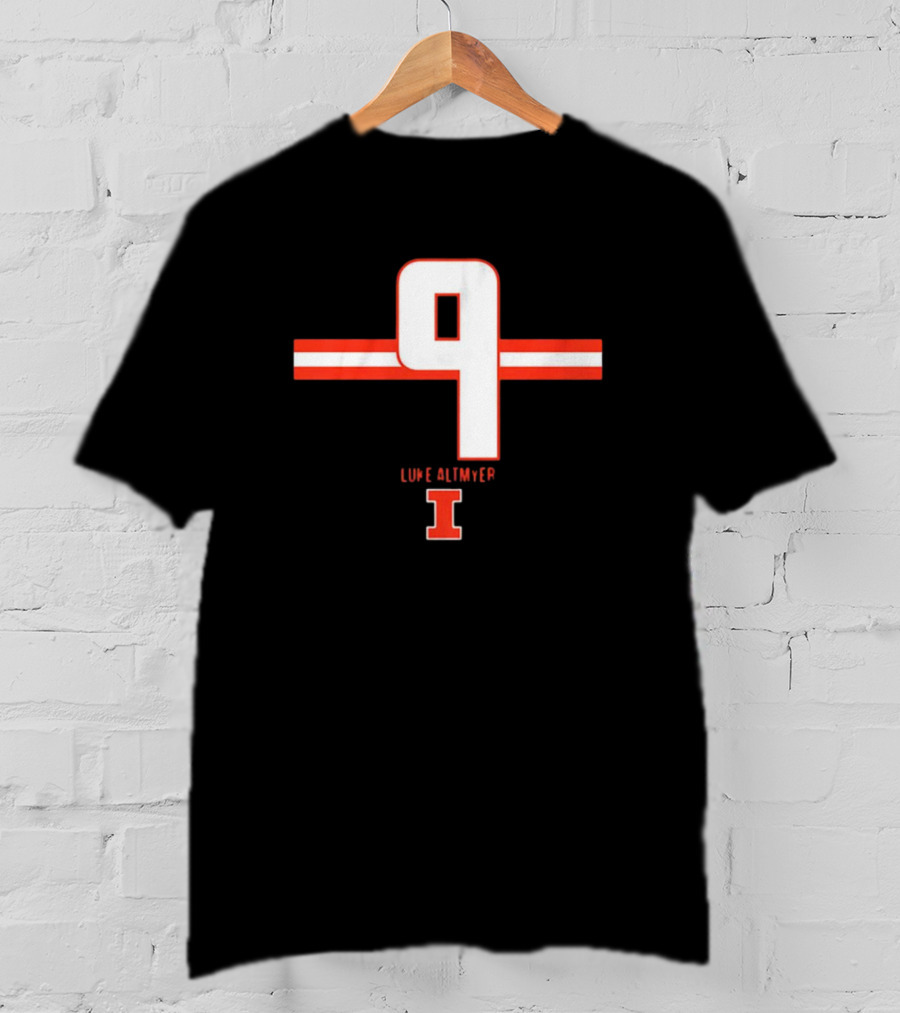 Illinois Fighting Illini Football Number 9 Luke Altmyer Stripe T-Shirt