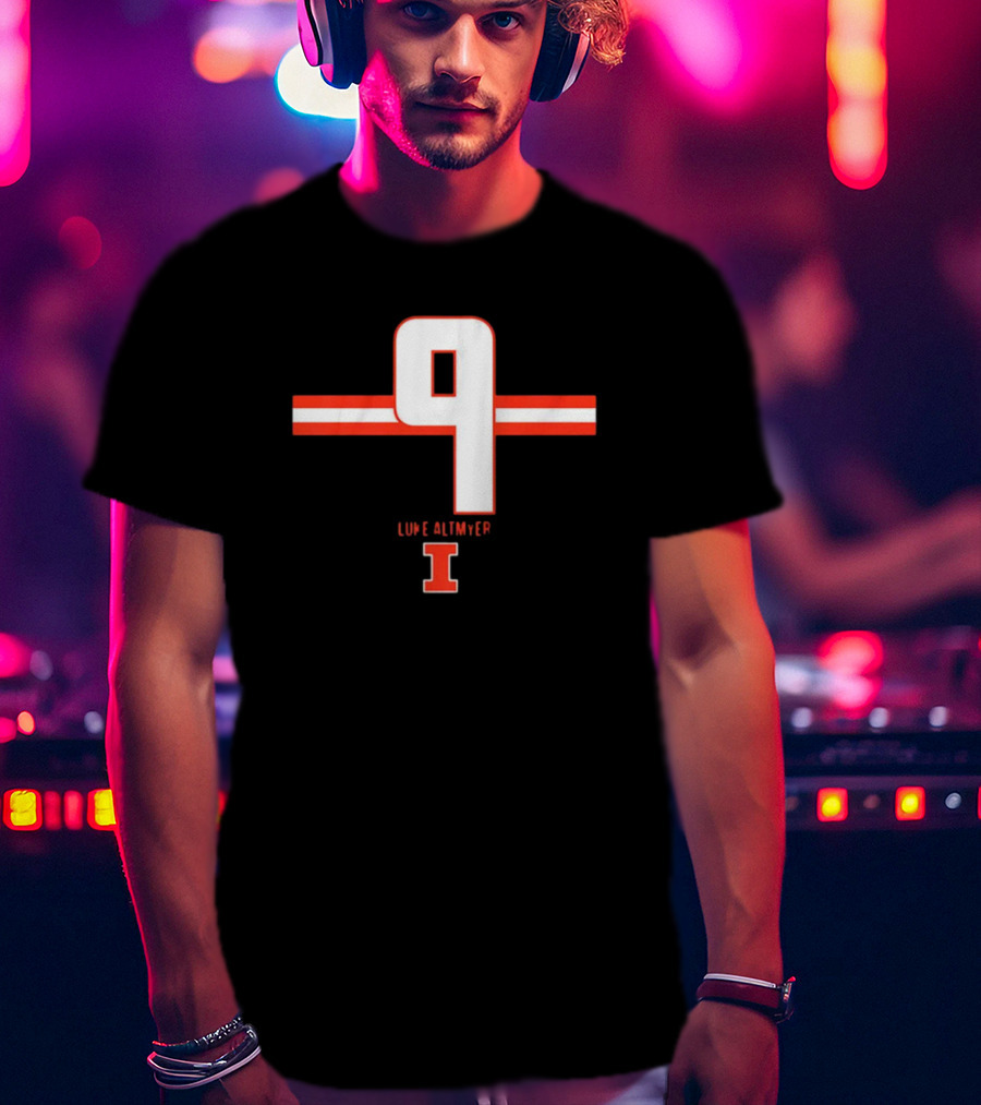 Illinois Fighting Illini Football Number 9 Luke Altmyer Stripe T-Shirt