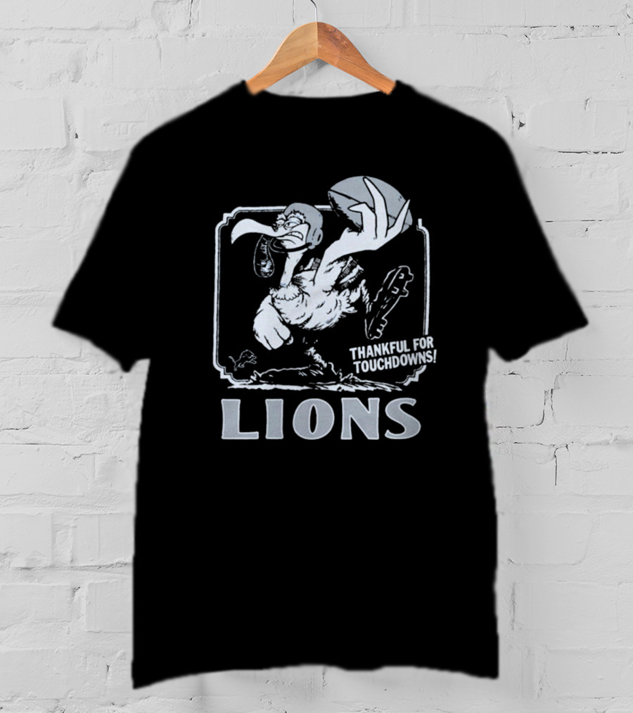 Detroit Lions NFL Vulture Football Thankful For Touchdowns T-Shirt