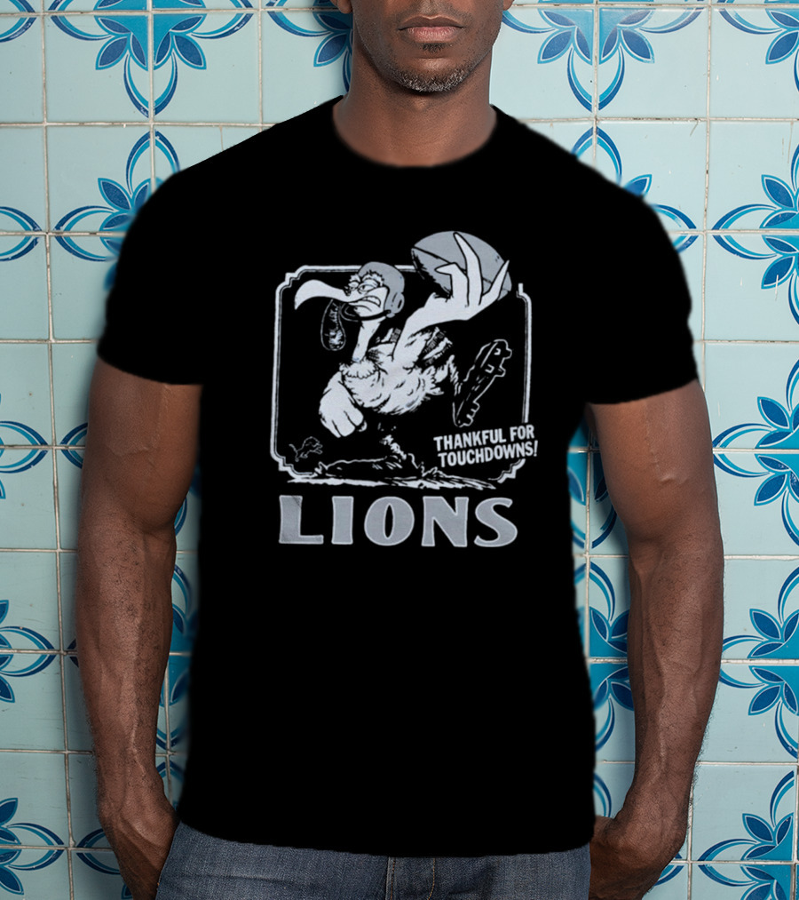 Detroit Lions NFL Vulture Football Thankful For Touchdowns T-Shirt