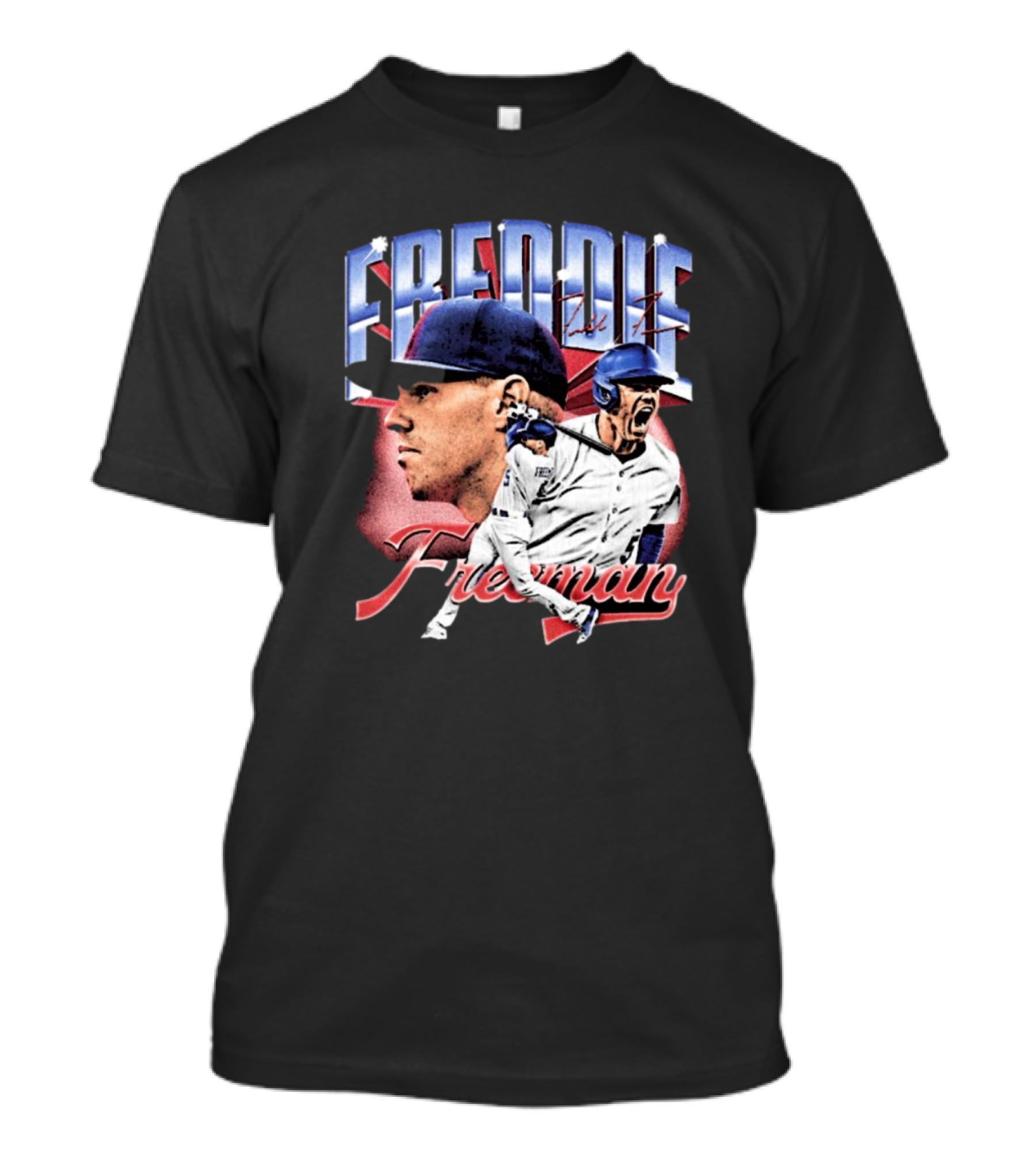 Freddie Freeman Los Angeles Dodgers Vintage Collage MLB Signature T-Shirt