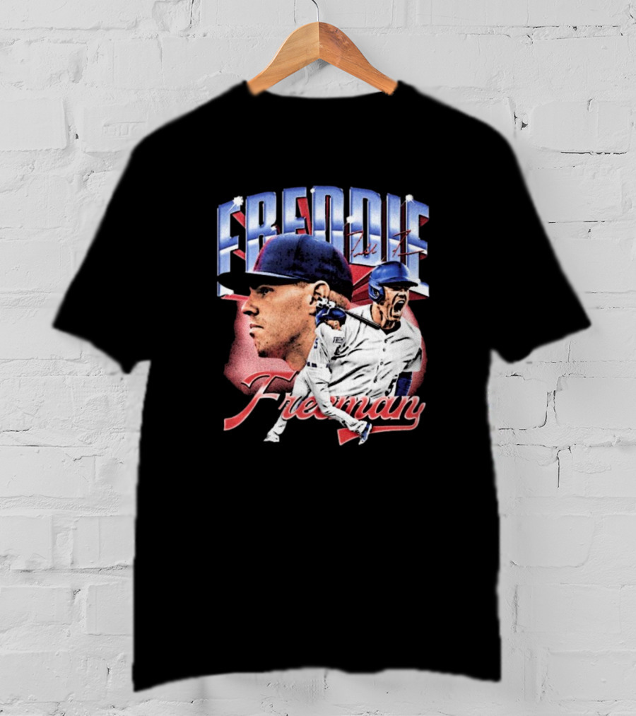 Freddie Freeman Los Angeles Dodgers Vintage Collage MLB Signature T-Shirt