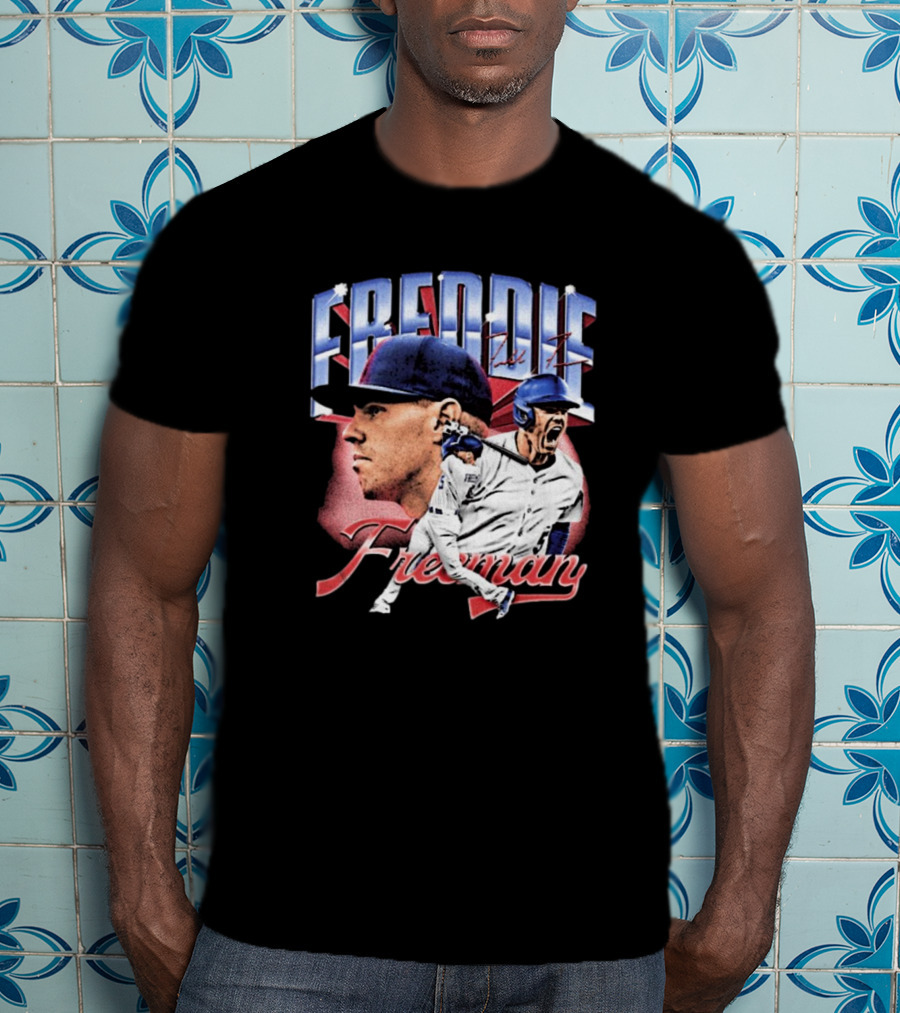 Freddie Freeman Los Angeles Dodgers Vintage Collage MLB Signature T-Shirt