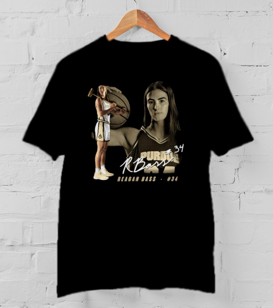 Reagan Bass #34 Purdue Boilermakers R. Bass Signature T-Shirt