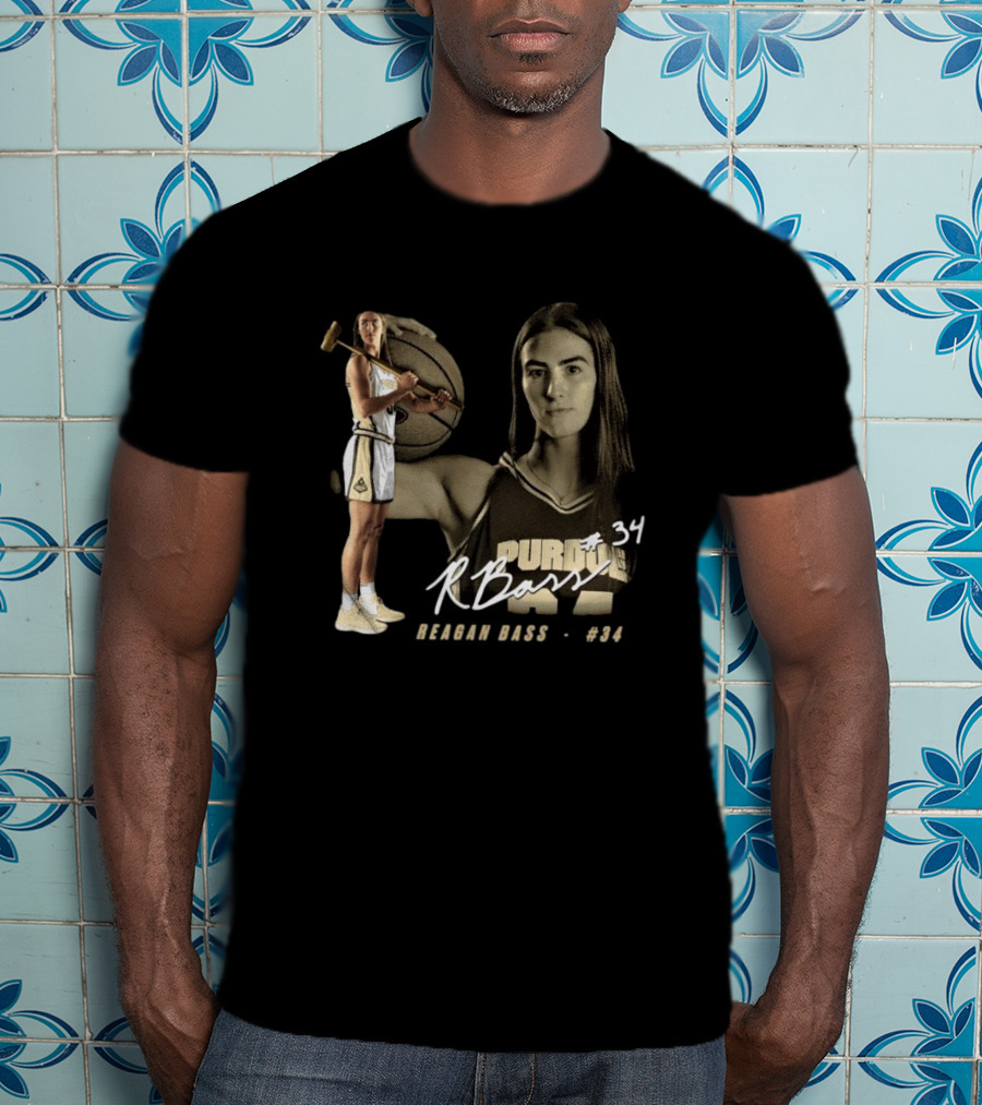 Reagan Bass #34 Purdue Boilermakers R. Bass Signature T-Shirt
