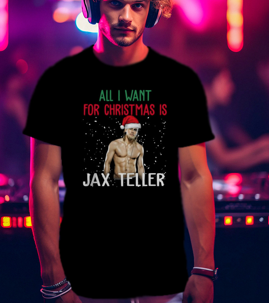 All I Want For Christmas Is Jax Teller Santa Hat Snowflakes T-Shirt