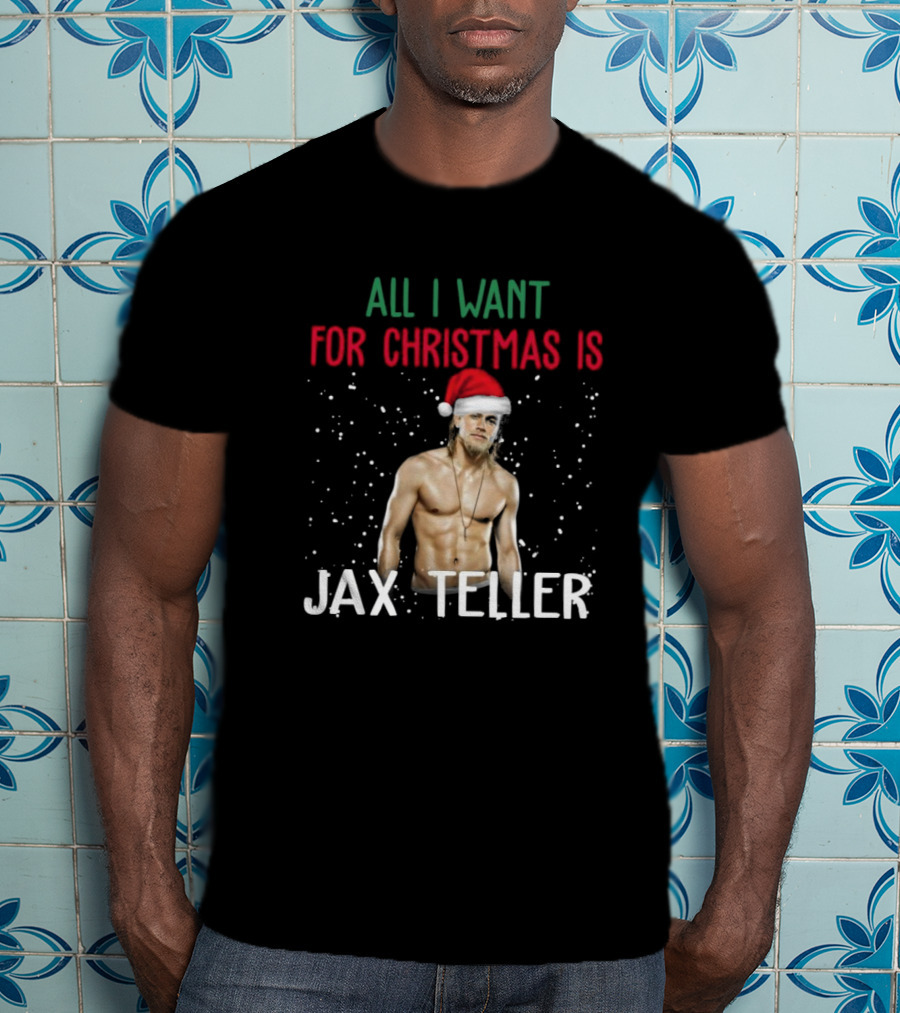 All I Want For Christmas Is Jax Teller Santa Hat Snowflakes T-Shirt