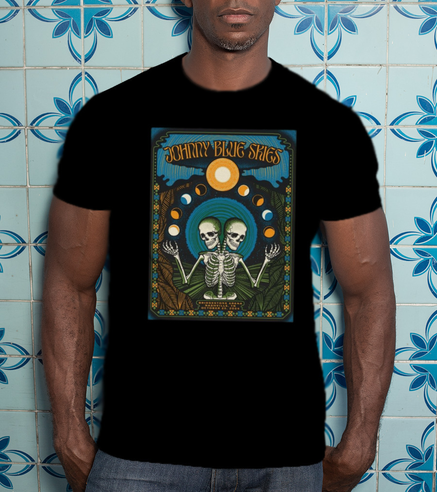 Johnny Blue Skies Sturgill Simpson Bridgestone Arena October Nashville 24 Status Serigraph T-Shirt