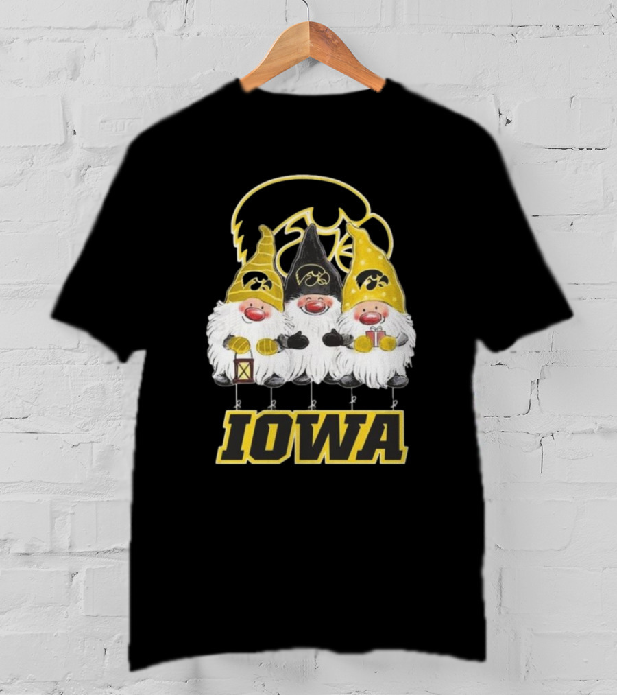 Iowa Hawkeyes Gnomes Merry Christmas T-Shirt