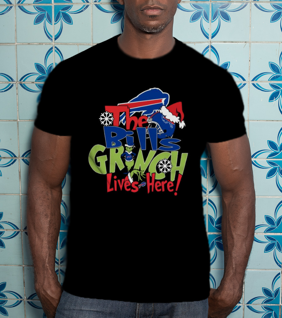Buffalo Bills Grinch Lives Here Christmas T-Shirt