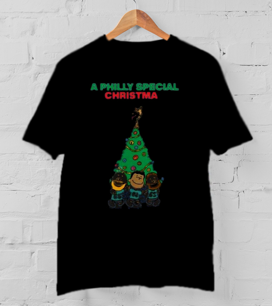 A Philly Special Christmas Tree With Characters And Santa Hat T-Shirt