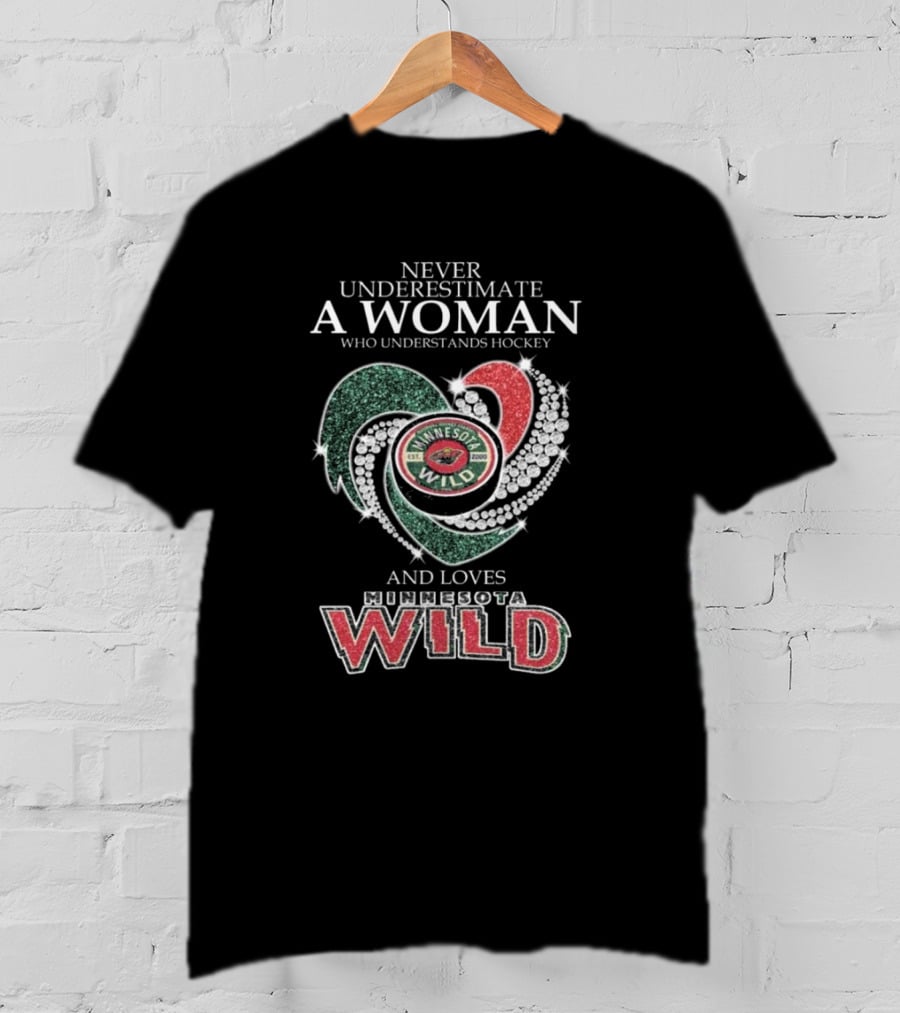 Never Underestimate A Woman Who Understands Hockey And Loves Minnesota Wild T-Shirt