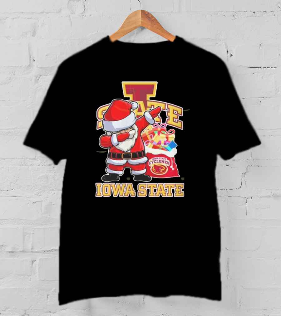 Santa Claus Iowa State Cyclones Dab Pose Holiday T-Shirt