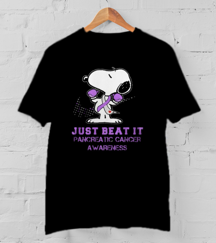 Snoopy Just Beat It Pancreatic Cancer Awareness T-Shirt