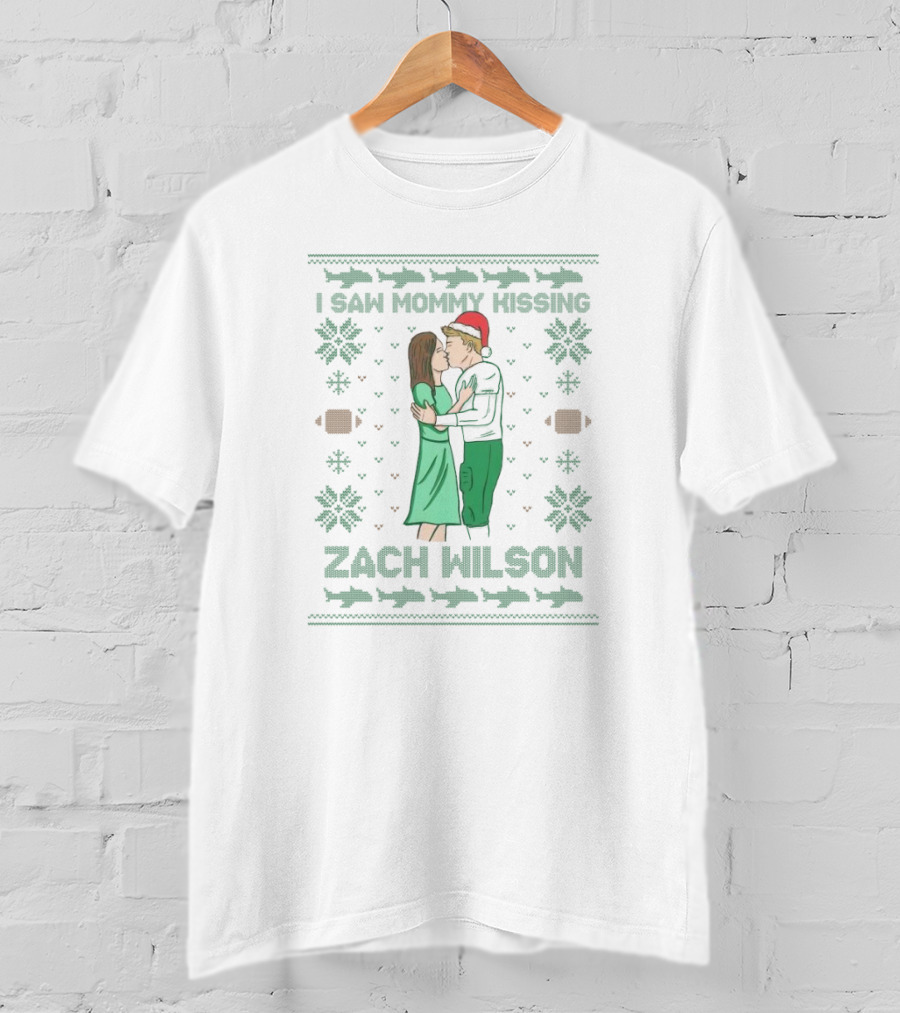I Saw Mommy Kissing Zach Wilson Christmas Sweater T-Shirt