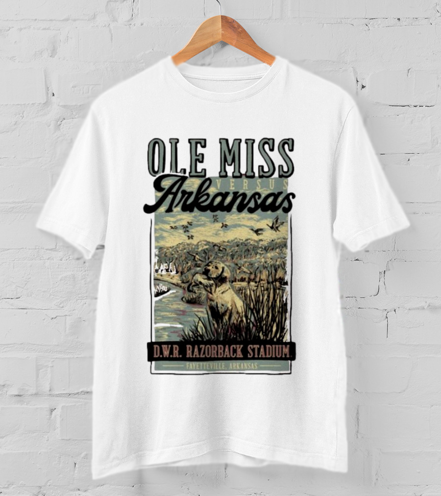 Ole Miss Versus Arkansas D.W.R. Razorback Stadium Fayetteville Game Day T-Shirt