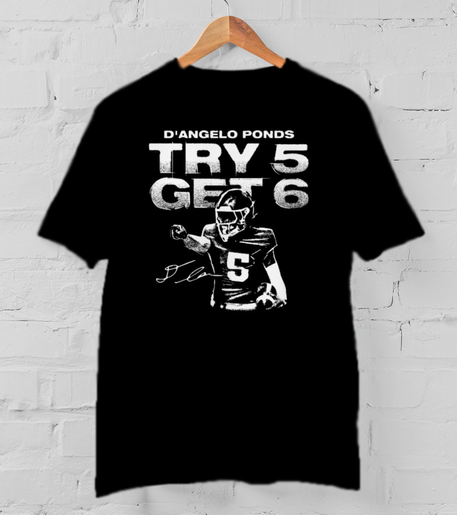 D'Angelo Ponds Try 5 Get 6 Indiana Hoosiers Football Signature T-Shirt