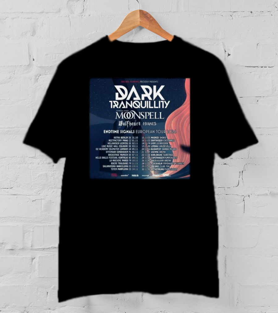 Dark Tranquillity Moonspell Wolfheart Hinayana Endtime Signals European Tour T-Shirt