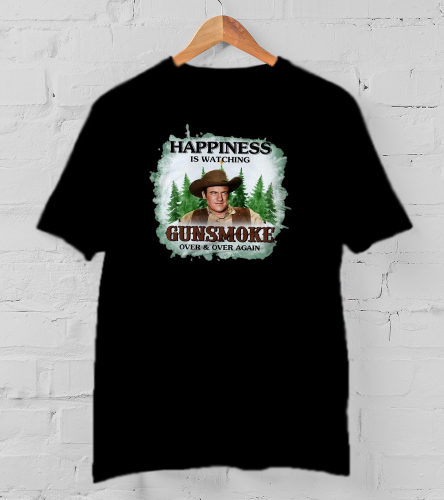 Happiness Is Watching Gunsmoke Over And Over Again Merry Christmas T-Shirt