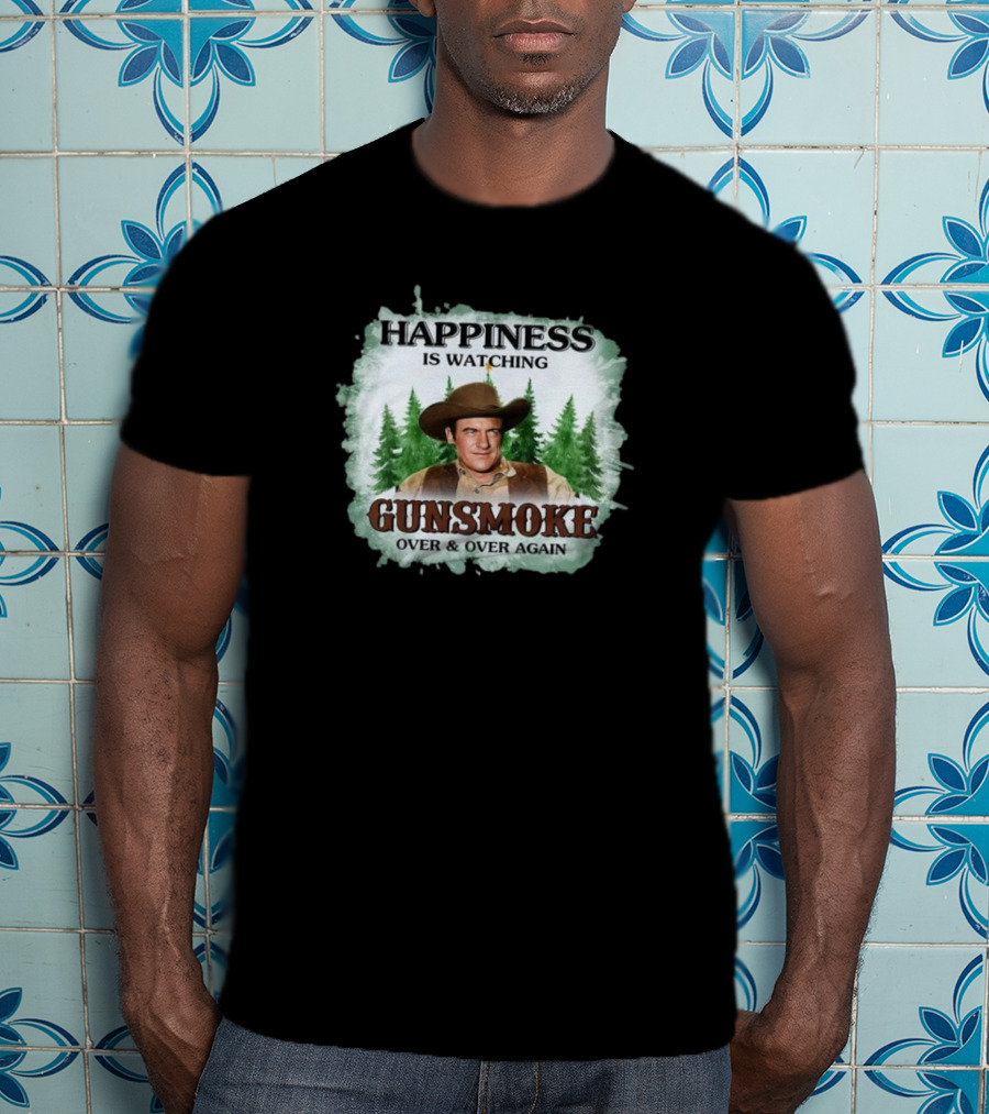 Happiness Is Watching Gunsmoke Over And Over Again Merry Christmas T-Shirt