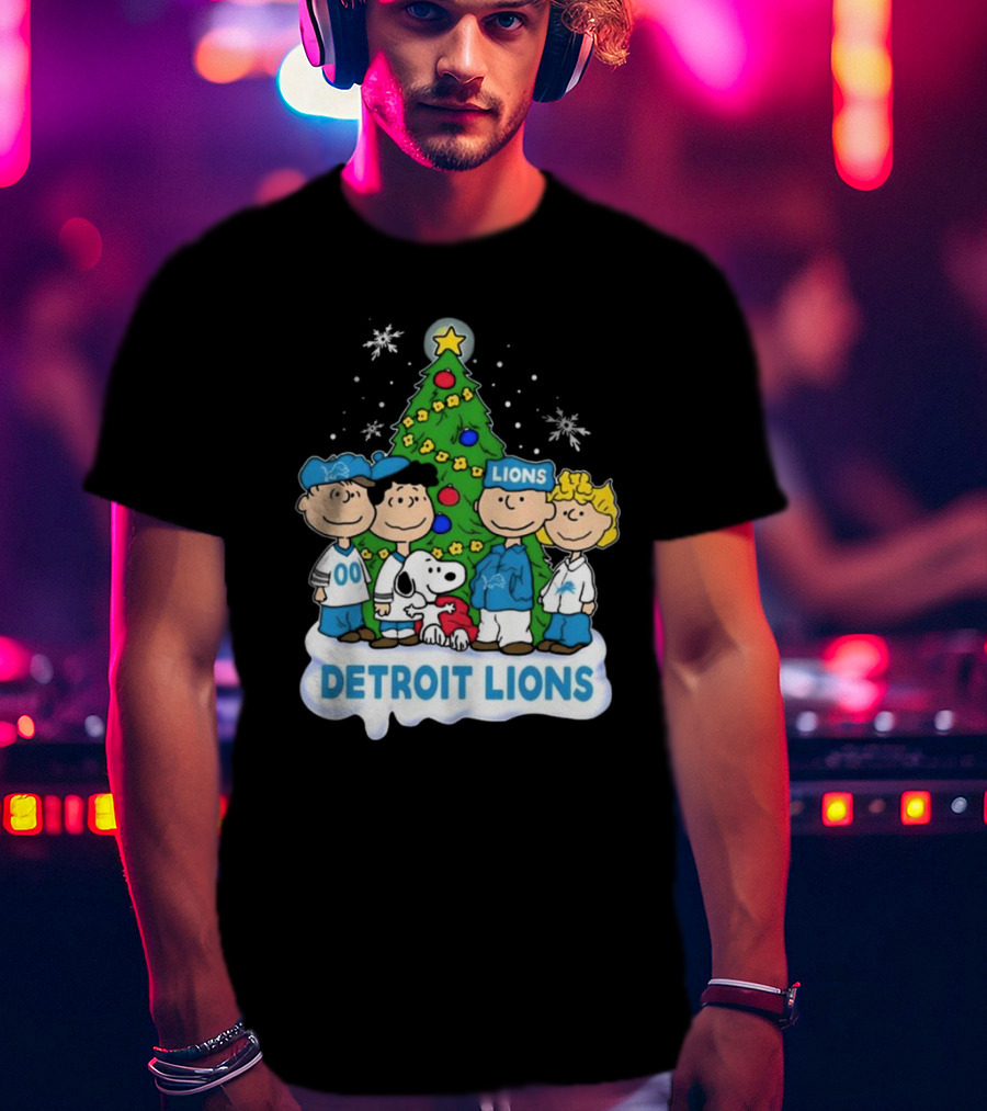 Peanuts Detroit Lions Merry Christmas T-Shirt