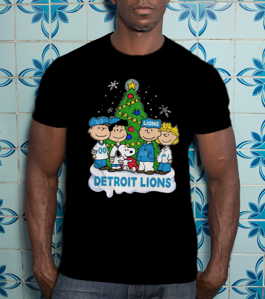 Peanuts Detroit Lions Merry Christmas T-Shirt