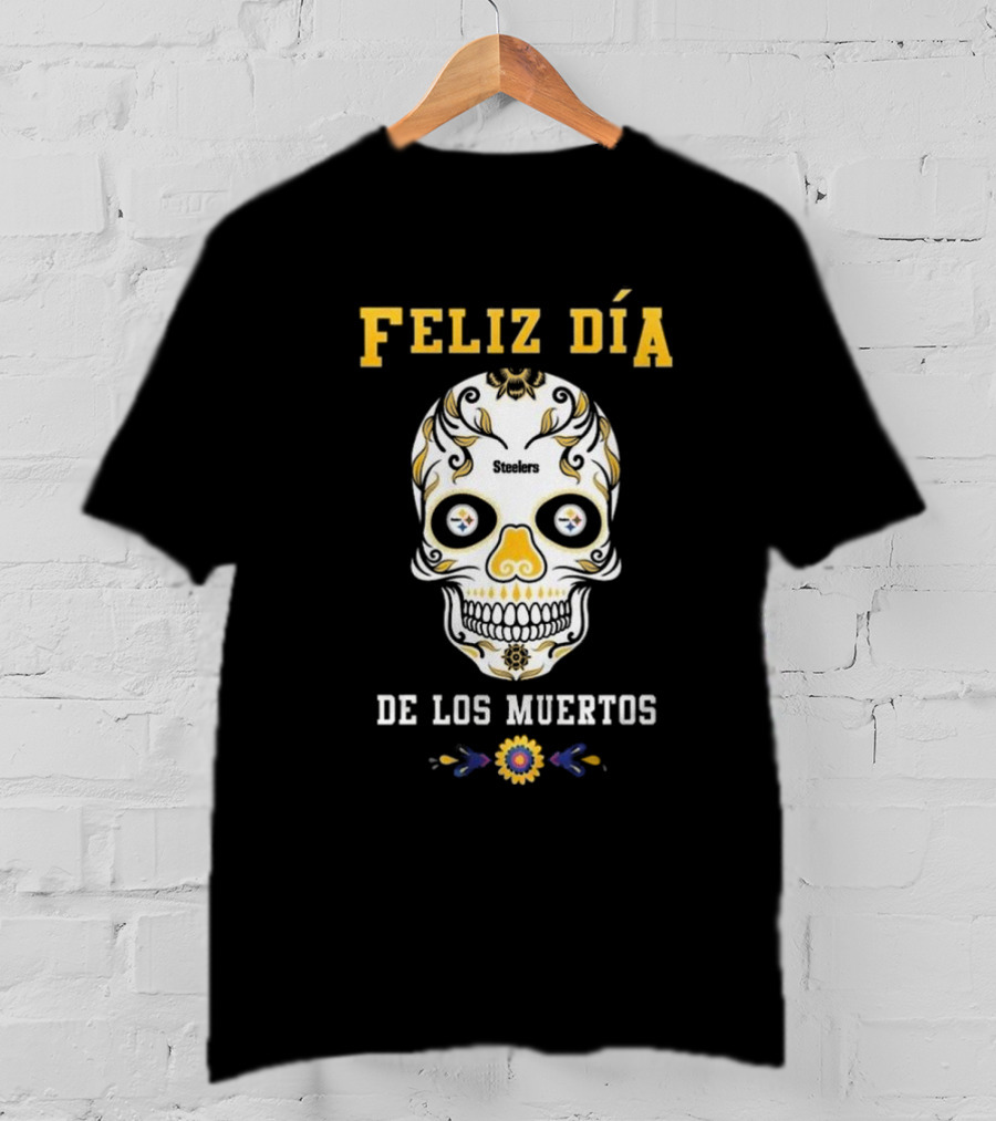 Pittsburgh Steelers Feliz Dia De Los Muertos Skull T-Shirt