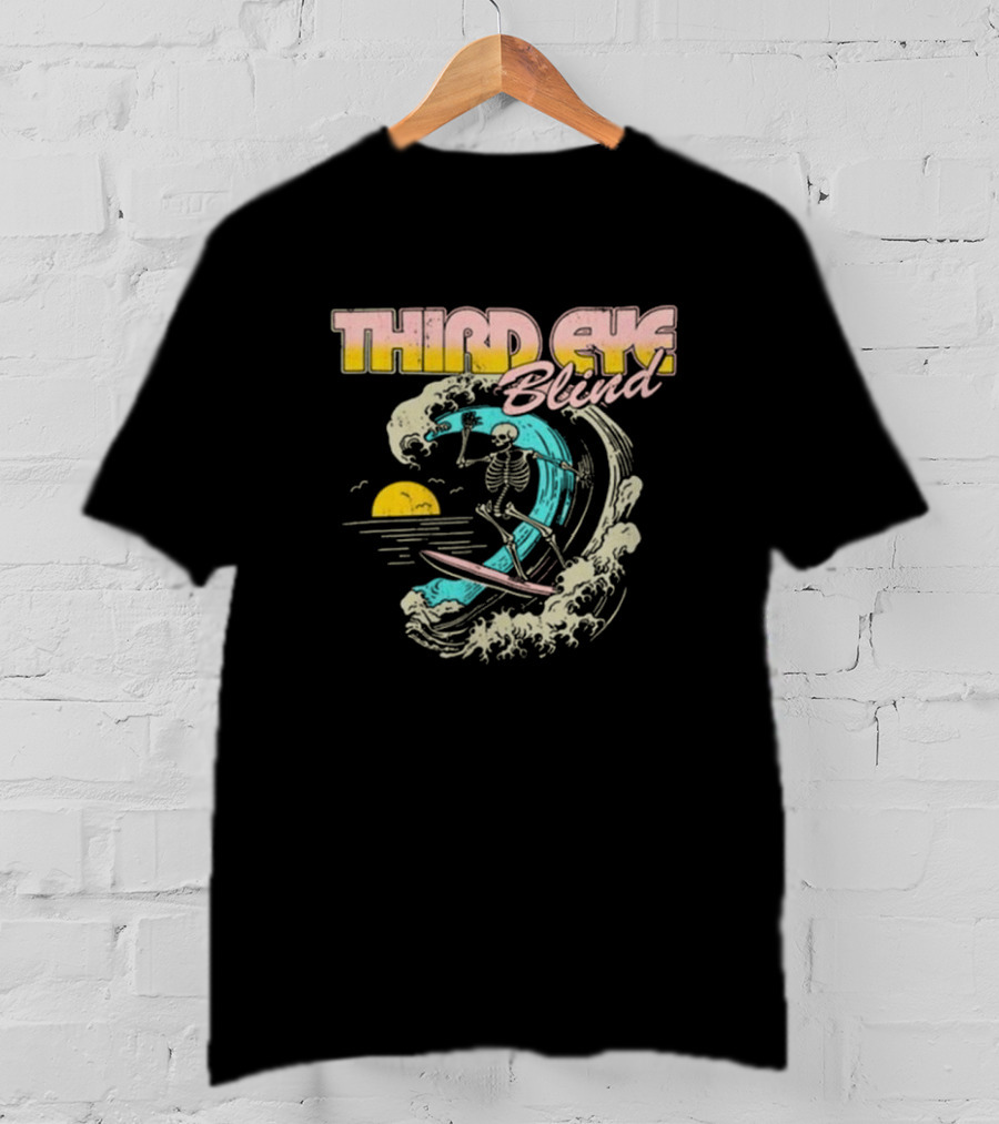 Third Eye Blind Skeleton Surfing Vintage Wave Sunset Summer Tour T-Shirt