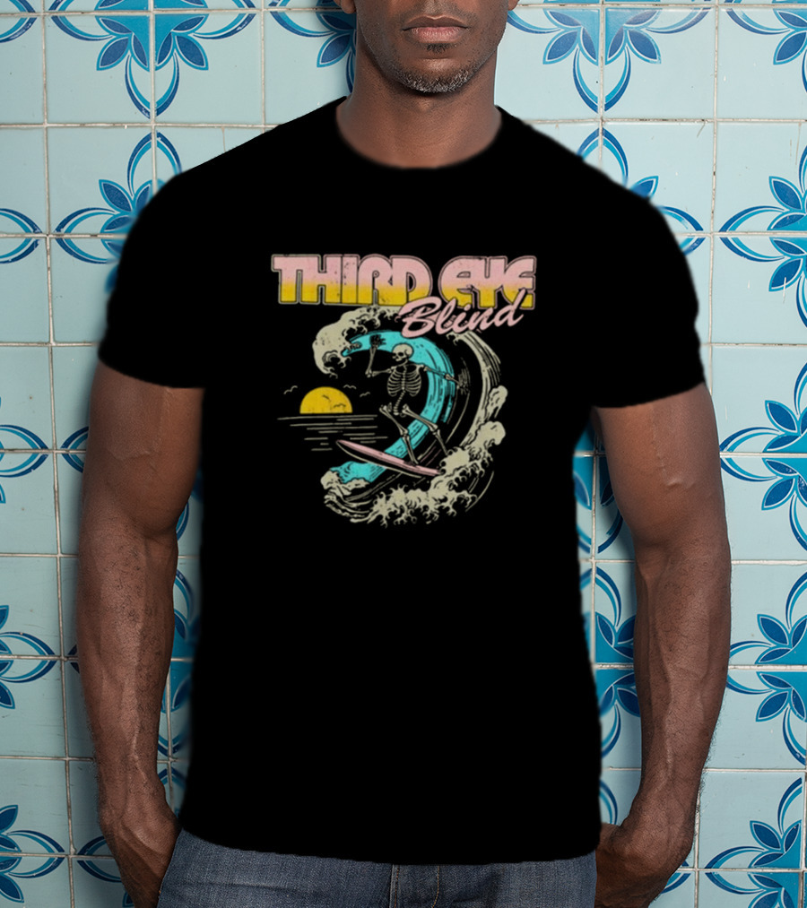 Third Eye Blind Skeleton Surfing Vintage Wave Sunset Summer Tour T-Shirt