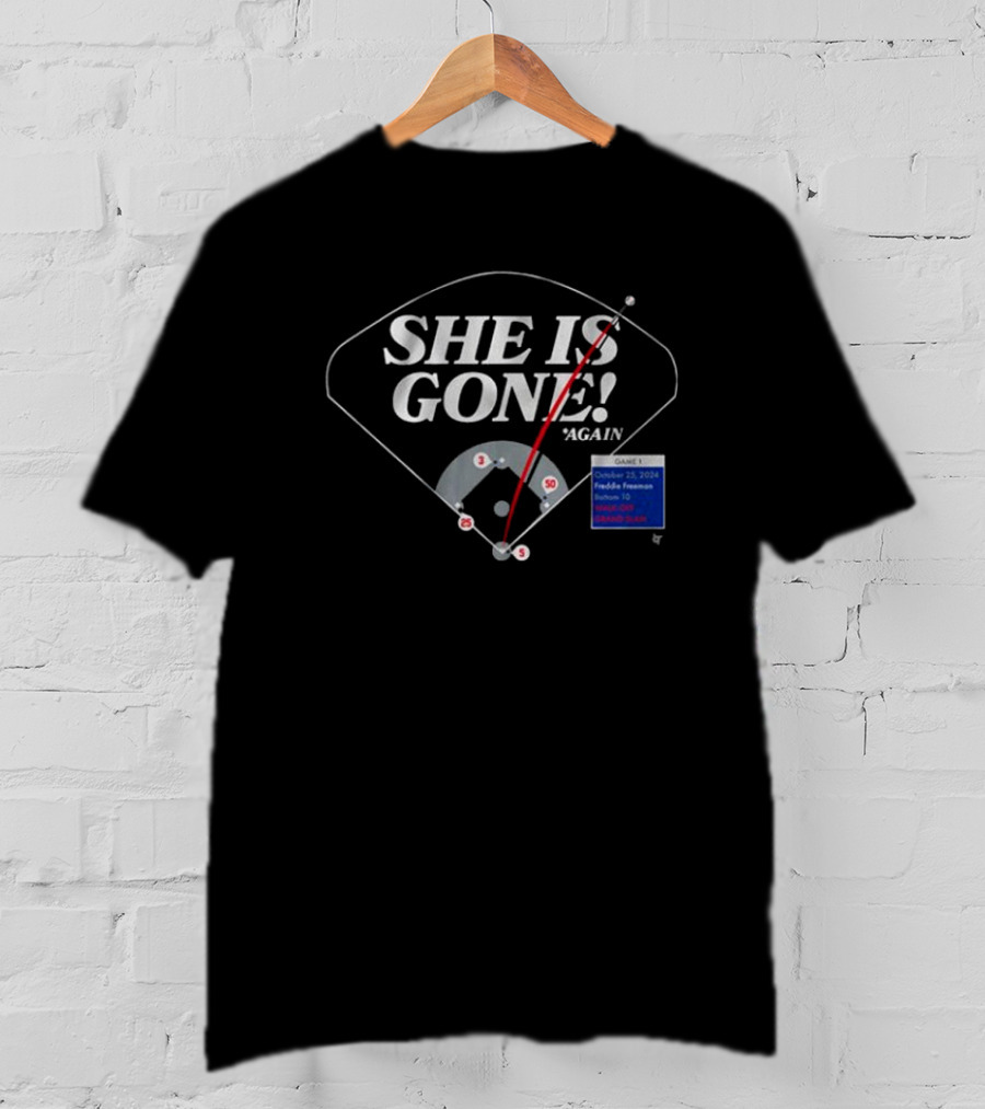 Freddie Freeman Los Angeles Dodgers She Is Gone Again Home Run Chart October T-Shirt