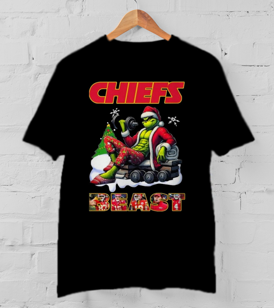 Chiefs Grinch Santa Beast Christmas Gymmer Kansas NFL 2025 T-Shirt