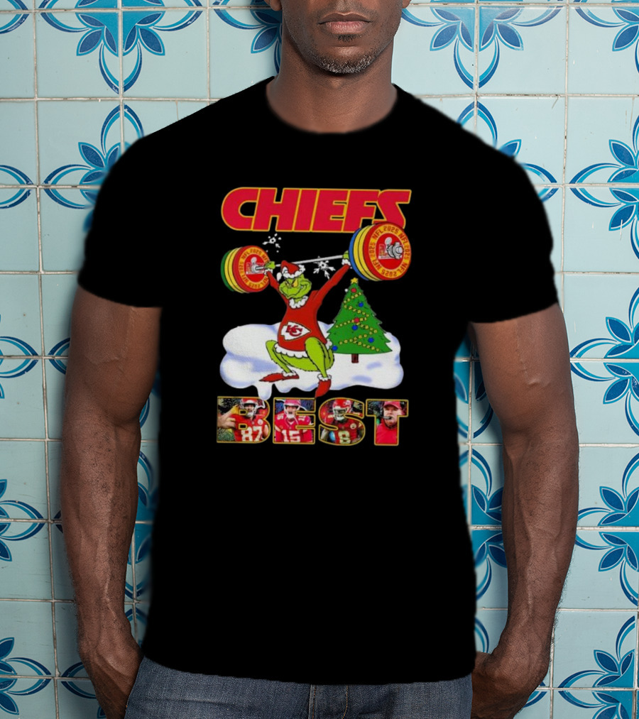 Chiefs Grinch Lifting Weights Christmas Tree NFL 2025 Best T-Shirt