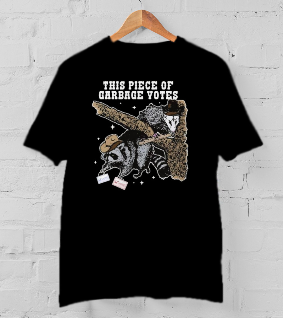 This Piece Of Garbage Votes Funny Political Raccoon With Hats And Voting Cards T-Shirt