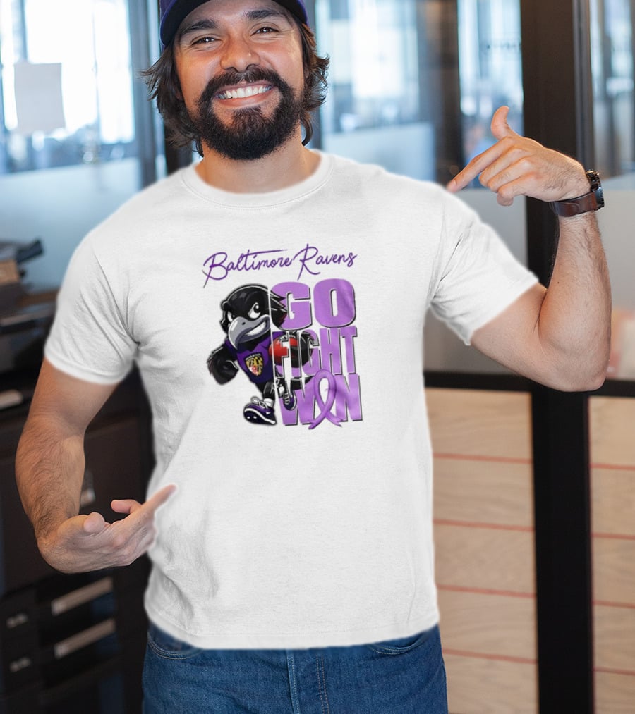 Baltimore Ravens Go Fight Win Pancreatic Cancer Awareness T-Shirt
