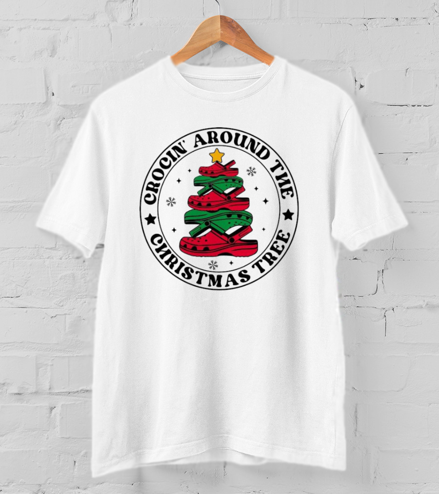 Crocin' Around The Christmas Tree Snowflakes Holiday T-Shirt