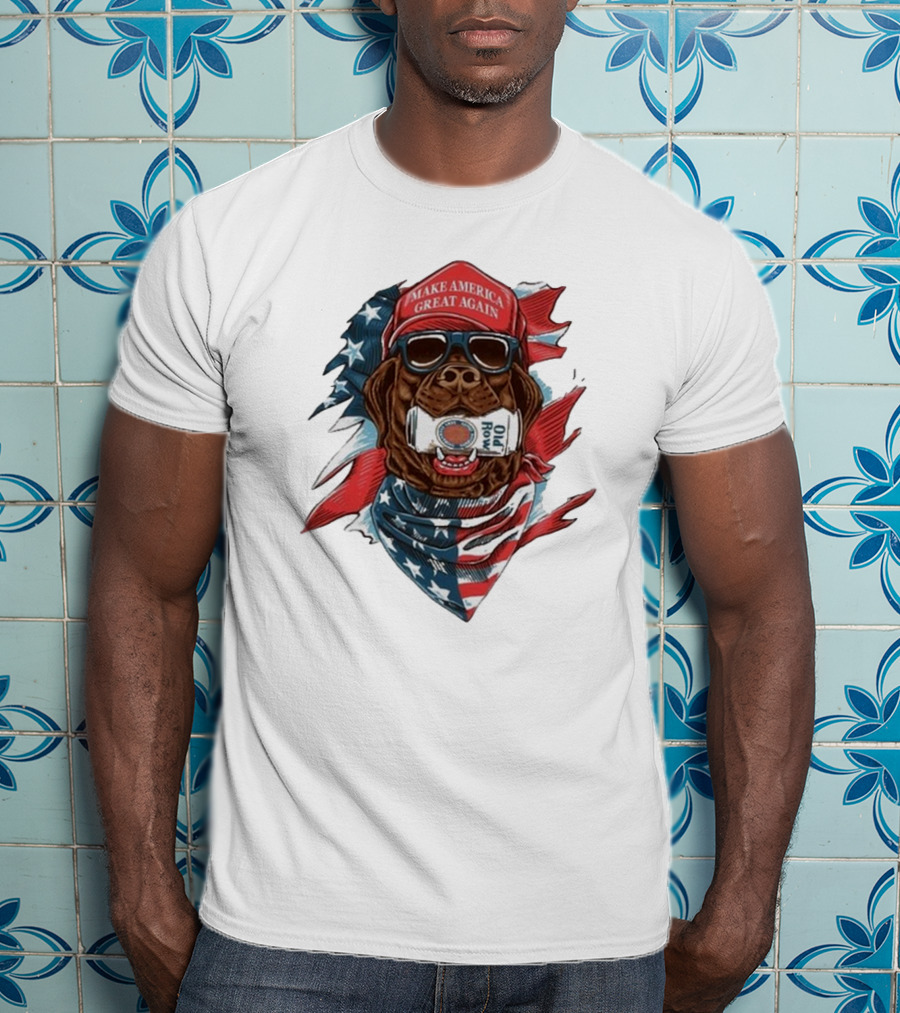 Make America Great Again Dog Old Row American Flag Bandana T-Shirt