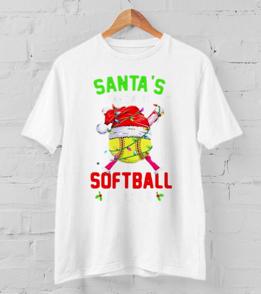 Santa's Favorite Softball Christmas Player T-Shirt