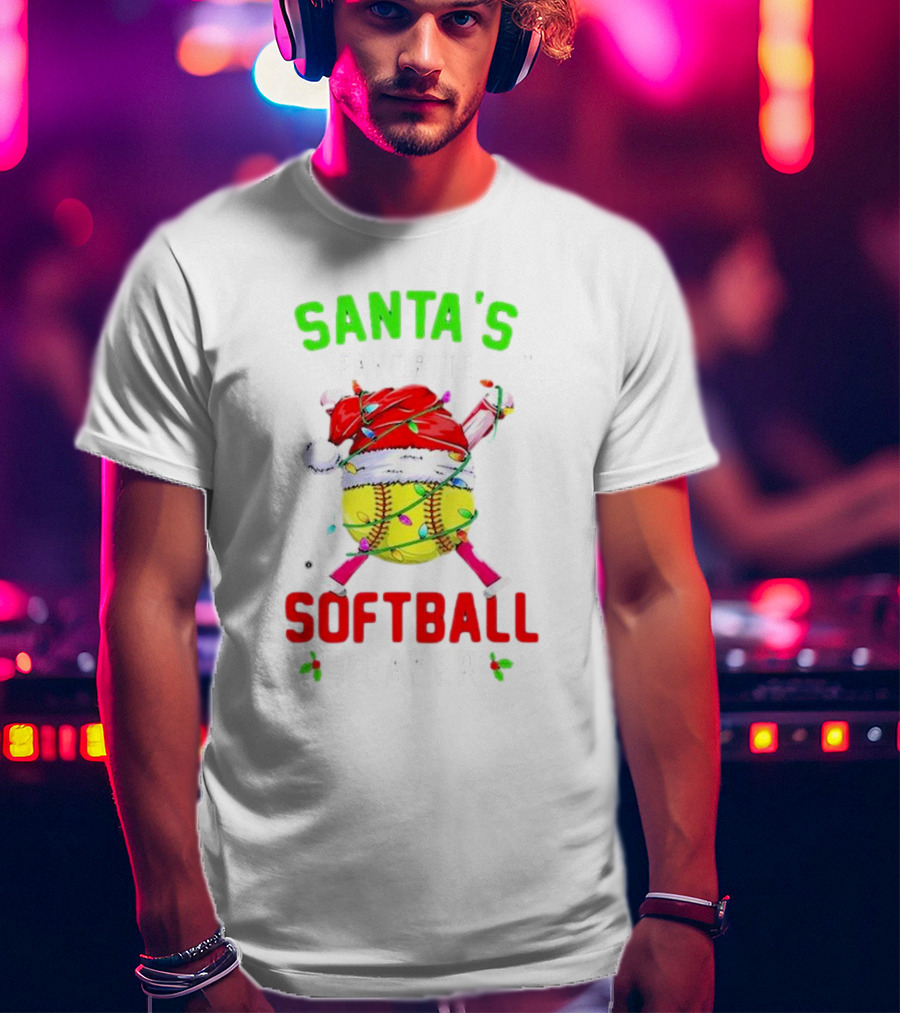 Santa's Favorite Softball Christmas Player T-Shirt