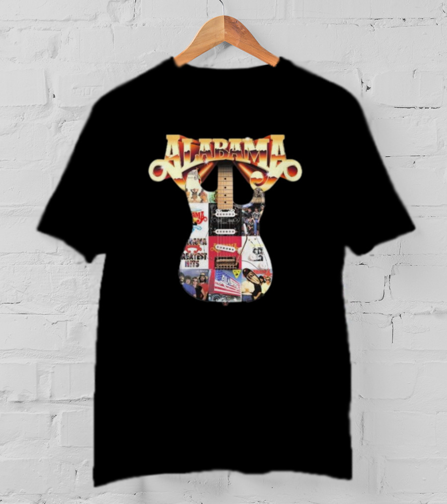 Alabama Black Guitar Band Collage Greatest Hits T-Shirt
