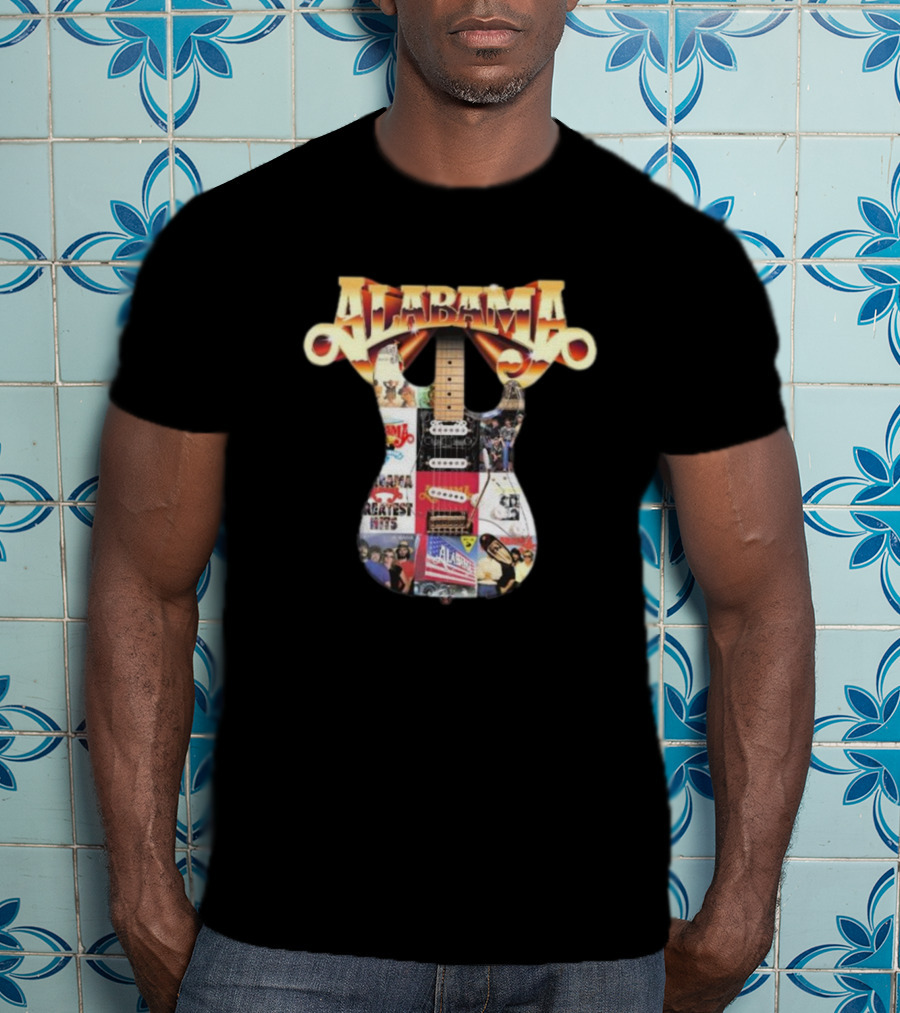 Alabama Black Guitar Band Collage Greatest Hits T-Shirt