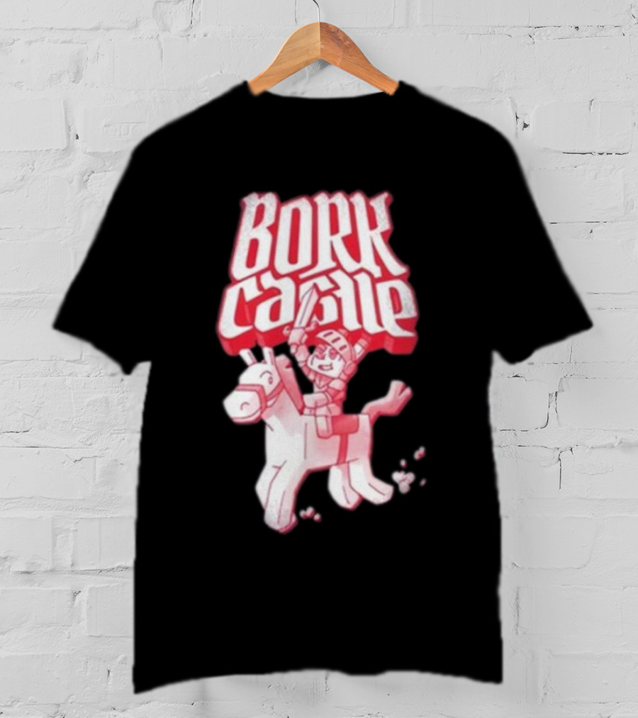 Bork Castle Cartoon Knight Riding Horse T-Shirt