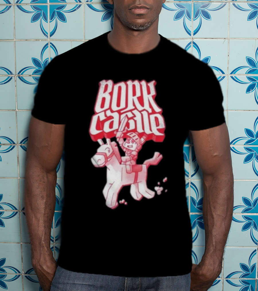 Bork Castle Cartoon Knight Riding Horse T-Shirt